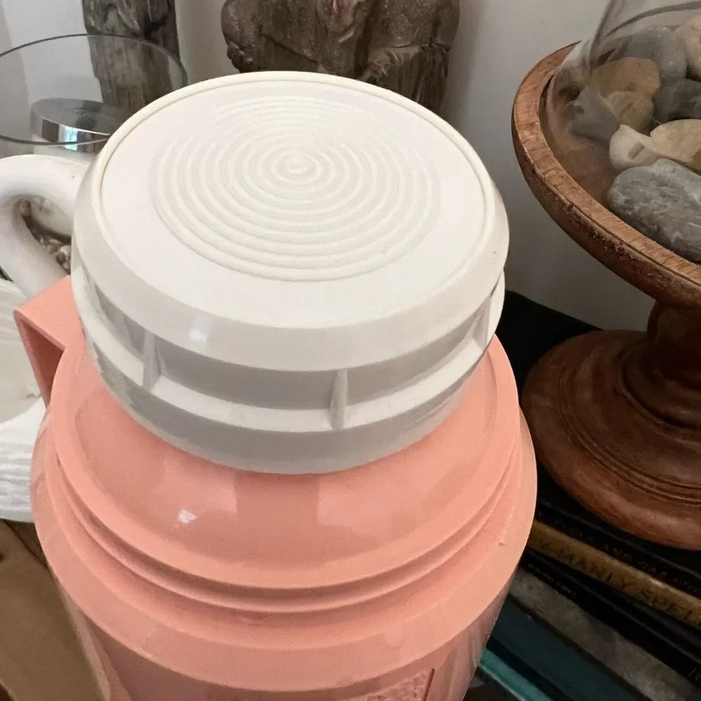 Vintage Pink plastic insulated metal Thermos for her.